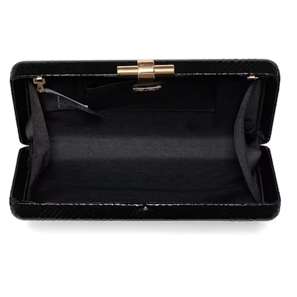 GUESS Black Python Clutch with Gold Handle - Picture 4 of 6